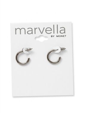 Marvella by Monet Polished Silver Hoop Earrings